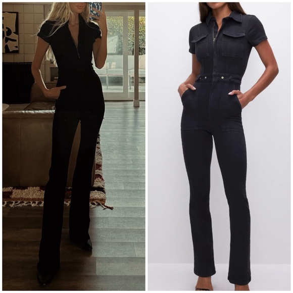 Good American Fit For Success Bootcut Jumpsuit in Black Size XS
